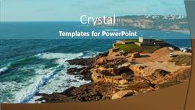  Presentation with rocky shore - Theme featuring beautiful-coastline-seascape-in-europe background and a teal colored foreground