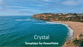  Presentation with rocky shore - Slide deck having beautiful-coastline-seascape-in-europe background and a ocean colored foreground