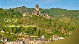  Presentation with german castle - PPT theme having beautiful-cochem-town-in-germany background and a tawny brown colored foreground