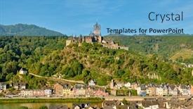  Presentation with hill - PPT theme enhanced with beautiful-cochem-town-in-germany background and a light blue colored foreground