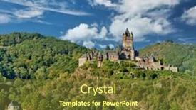  Presentation with hill - Amazing PPT theme having beautiful-cochem-town-in-germany backdrop and a tawny brown colored foreground