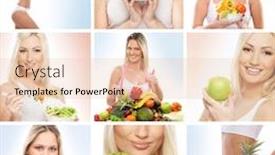  Presentation with healthy nutrition - Colorful PPT theme enhanced with beautiful collage about healthy eating and nutrition backdrop and a lemonade colored foreground