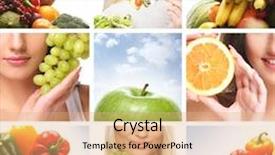  Presentation with healthy nutrition - Presentation theme consisting of beautiful collage about healthy eating and nutrition background and a coral colored foreground