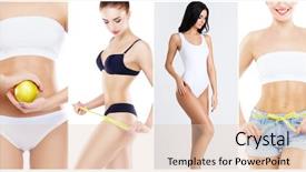  Presentation with sporty - Presentation featuring fats vitamins - fit and sporty women background and a lemonade colored foreground