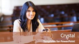  Presentation with lecture hall - Colorful presentation design enhanced with beautiful college student in lecture backdrop and a red colored foreground