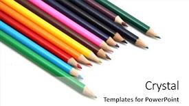  Presentation with colored pencils - Theme having beautiful colored pencils ans pens background and a white colored foreground