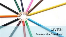  Presentation with colored pencils - Slide set having beautiful colored pencils ans pens background and a arctic colored foreground