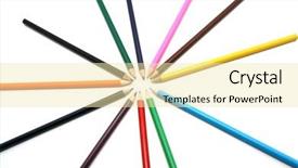  Presentation with colored pencils - Slides having beautiful colored pencils ans pens background and a blonde colored foreground