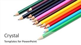  Presentation with colored pencils - PPT theme with beautiful colored pencils ans pens background and a white colored foreground