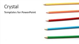  Presentation with colored pencils - Slide deck having beautiful colored pencils ans pens background and a white colored foreground