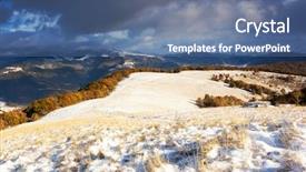  Presentation with autumn blue - PPT layouts having red canoe on a beach of lake canada background and a tawny brown colored foreground
