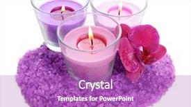  Presentation with flower candles - Audience pleasing presentation theme consisting of beautiful colorful candles orchid flower sea salt isolated on white backdrop and a purple colored foreground