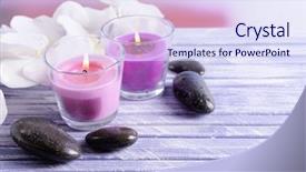  Presentation with flower candles - Colorful presentation theme enhanced with beautiful colorful candles spa stones backdrop and a sky blue colored foreground