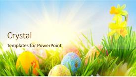  Presentation with blue design - Amazing presentation theme having beautiful colorful eggs in spring backdrop and a cream colored foreground