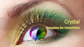  Presentation with colorful eye - Presentation theme with beautiful colorful eye close up background and a tawny brown colored foreground