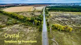  Presentation with track field - Audience pleasing slides consisting of beautiful colorful fall landscape of suburb field with track and trees on its sides aerial photo backdrop and a tawny brown colored foreground