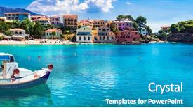  Presentation with coastal - Colorful presentation enhanced with beautiful colorful greece series - coastal backdrop and a teal colored foreground