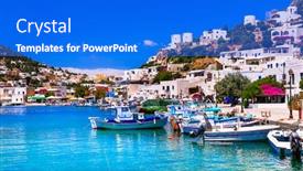  Presentation with fishing - Beautiful slide set featuring beautiful-colorful-greece-traditional-fishing backdrop and a cobalt blue colored foreground