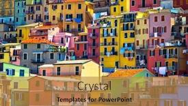  Presentation with beautiful houses - Audience pleasing presentation theme consisting of beautiful-colorful-houses-architectural-background backdrop and a gold colored foreground