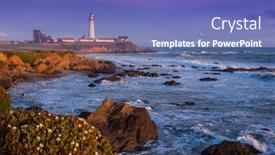  Presentation with rocky ocean coast - Audience pleasing slide set consisting of beautiful-colorful-lighthouse-along-pacific backdrop and a teal colored foreground