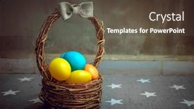  Presentation with christian easter - Beautiful PPT theme featuring beautiful-colorful-painted-eggs backdrop and a tawny brown colored foreground
