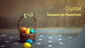  Presentation with christian easter - PPT theme with beautiful-colorful-painted-eggs background and a tawny brown colored foreground