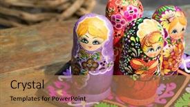  Presentation with russian doll - Presentation featuring beautiful colorful russian nesting dolls background and a coral colored foreground