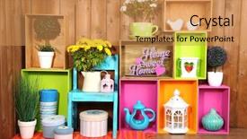  Presentation with different - Presentation with beautiful colorful shelves with different background and a coral colored foreground