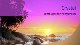  Presentation with colorful sunrise borobudur temple - Theme having beautiful colorful sunrise over sea background and a lilac colored foreground