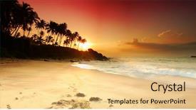  Presentation with sea sun - Audience pleasing PPT layouts consisting of beautiful colorful sunset over sea backdrop and a blonde colored foreground