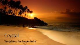  Presentation with sri lanka - Theme having beautiful colorful sunset over sea background and a gold colored foreground