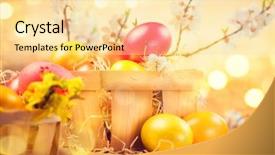  Presentation with blurred flowers - PPT theme having beautiful colorful yellow and orange background and a blonde colored foreground