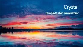  Presentation with city night - PPT layouts with sunset and dark ominous clouds background and a ocean colored foreground