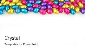  Presentation with white chocolate - PPT layouts consisting of beautiful coloured chocolate easter eggs background and a white colored foreground