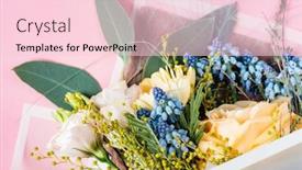  Presentation with colourful flower - Colorful PPT theme enhanced with beautiful-colourful-flower-bouquet backdrop and a lemonade colored foreground