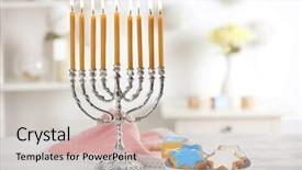  Presentation with hanukkah - PPT theme with beautiful composition for hanukkah background and a soft green colored foreground