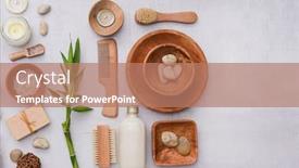  Presentation with spa concept - Cool new PPT theme with organic cosmetics - beautiful composition of spa treatment backdrop and a coral colored foreground