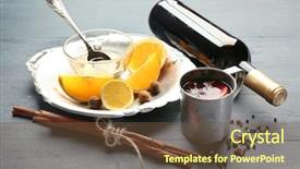  Presentation with mulled wine - Amazing slide set having beautiful composition of traditional mulled wine on decorated grey wooden background backdrop and a tawny brown colored foreground