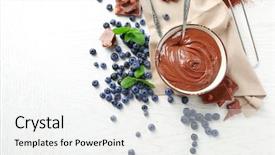  Presentation with company composition - Audience pleasing theme consisting of beautiful composition with chocolate cream backdrop and a  colored foreground