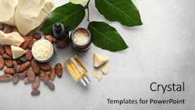 Presentation with lotion - Presentation theme enhanced with beautiful composition with cocoa butter background and a light gray colored foreground