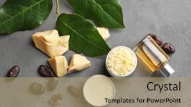  Presentation with lotion - Amazing PPT theme having beautiful composition with cocoa butter backdrop and a coral colored foreground