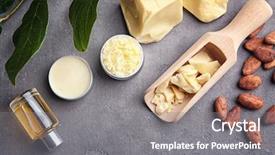  Presentation with lotion - Colorful slide set enhanced with beautiful composition with cocoa butter backdrop and a gray colored foreground