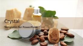  Presentation with lotion - Slides featuring beautiful composition with cocoa butter background and a coral colored foreground