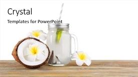 Presentation with milk coconut - Cool new PPT theme with beautiful composition with coconut water backdrop and a white colored foreground