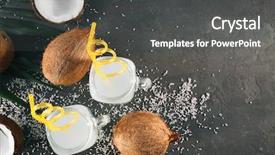  Presentation with coconut water - Colorful presentation design enhanced with beautiful composition with coconut water backdrop and a dark gray colored foreground
