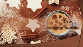  Presentation with cappuccino - Colorful slide set enhanced with beautiful composition with cup of cappuccino and christmas cookies backdrop and a coral colored foreground