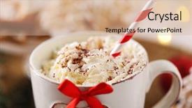  Presentation with cappuccino - PPT theme having beautiful composition with cup of cappuccino and christmas cookies background and a lemonade colored foreground