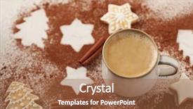  Presentation with cappuccino - Audience pleasing slides consisting of beautiful composition with cup of cappuccino and christmas cookies backdrop and a red colored foreground