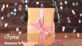  Presentation with christmas music - Presentation theme with beautiful composition with gift box background and a coral colored foreground