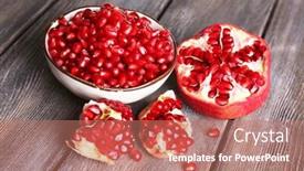  Presentation with pomegranate - Slide deck enhanced with beautiful composition with juicy pomegranate seeds on old wooden table background and a coral colored foreground